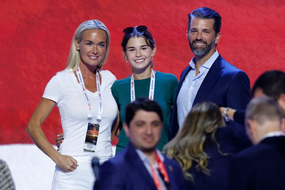 Vanessa and Kai Trump with Donald Trump Jr. in Milwaukee, Wisconsin on July 17, 2024. | Source: Getty Images