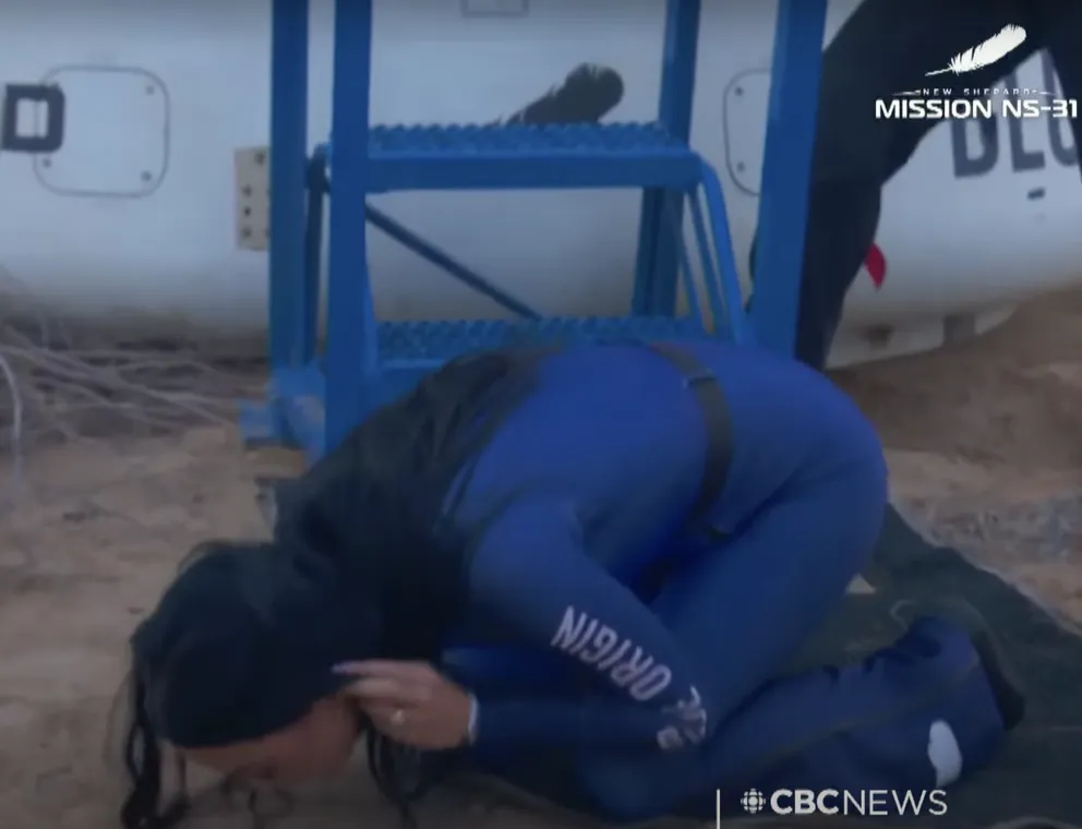 Katy Perry kisses the ground after all-female space trip posted on April 15, 2025 | Source: YouTube/CBCTheNational